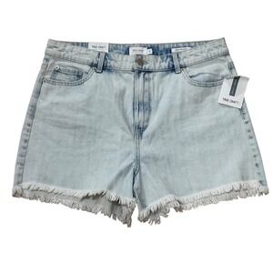 True Craft Women's Size 15 High Rise Distressed Denim Shorts Frayed Hem